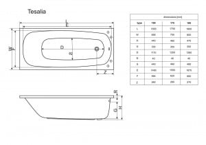 Cada baie rectangulara Radaway Tesalia, acril, 170x75cm - Img 2