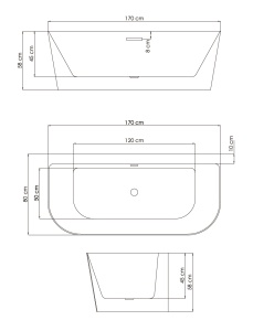 Cada freestanding Belform Selene, acril, 170x80 cm - Img 4