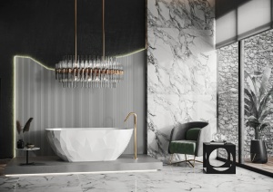 Cada freestanding Miraggio Sapfire compozit 165x76 cm alb lucios