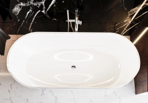 Cada freestanding Miraggio Siena, compozit, 180x80 cm alb lucios - Img 3
