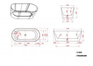 Cada freestanding ovala 9003, acril, 170x75 cm - Img 3