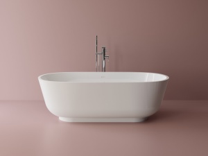 Cada freestanding ovala, compozit alb lucios, 158x73x49.5 cm, Foglia Privee