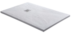Cadita de dus dreptunghiulara, Sanotechnik Kreta, marmura artificiala, alb, 80x120x3,2 cm