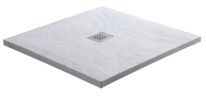 Cadita de dus patrata Sanotechnik Kreta, marmura artificiala, alb, 90x90x3,2 cm