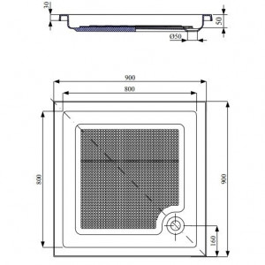 Cadita dus acril patrata slim Belform Cubo 90x90 cm - Img 2