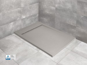 Cadita dus dreptunghiulara compozit Radaway Teos F 120x80x4 cm gri cemento
