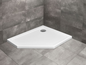 Cadita dus pentagonala Radaway Doros Plus PT E acril 100x80x4 cm, stanga