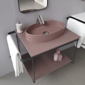 Cadru metalic cu blat, polita si lavoar Kuma ES50 ZOOM LOFT style, RECTOR, 60 cm - Img 1