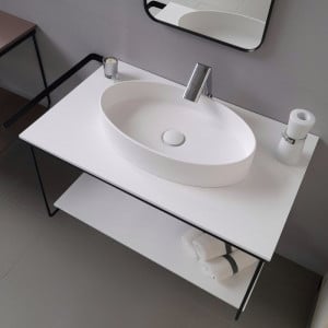 Cadru metalic cu blat, polita si lavoar Kuma ES50 ZOOM LOFT style, RECTOR, 80 cm - Img 3