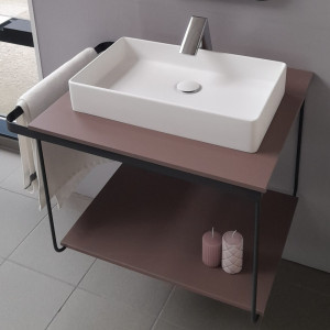 Cadru metalic cu blat, polita si lavoar Kuma SQ50 ZOOM LOFT STYLE, Rector, 60 cm - Img 2