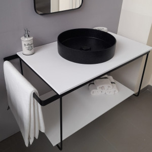 Cadru metalic cu blat, polita si lavoar Kuma ZOOM CI39 LOFT style, RECTOR, 80 cm - Img 2