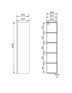 Dulap coloana Cersanit Moduo, mdf, cu usa, 160x40x34 cm, (casmir) cappucino-bej - Img 2