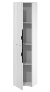 Dulap coloana Cersanit Tirso, mdf, cu usi, riflat, 160x40x30 cm, alb mat - Img 4