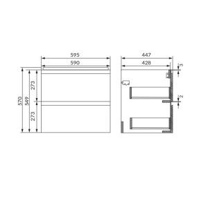 Dulap pentru lavoar Cersanit MODUO 60 cm, cashmir - Img 2
