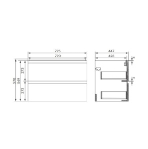 Dulap pentru lavoar Cersanit MODUO 80 cm, alb - Img 3
