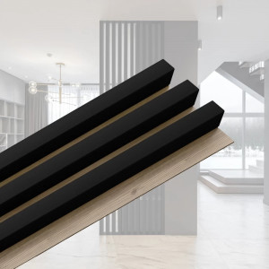 Lamele decorative Stegu Linea Slim, Mdf, 2650x150x30 mm, negru-stejar - Img 4