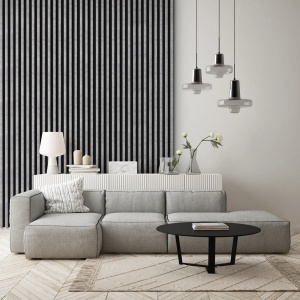 Lamele decorative Stegu Linea Slim, Mdf, 2650x150x30 mm, urban-negru - Img 6