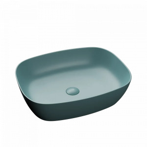 Lavoar baie dreptunghiular pe blat Bristol 50x40x14 cm, verde mat - Img 1