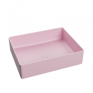 Lavoar baie dreptunghiular pe blat Color, 48x37x13 cm, roz