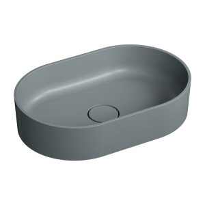 Lavoar compozit cu montare pe blat, Foglia Evo 60x38 cm, gri mat