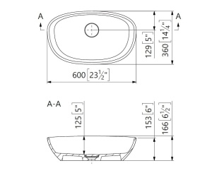 Lavoar compozit Foglia Ondo Curve cu montare pe blat, 60x36 cm, alb lucios - Img 5