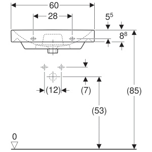 LAVOAR GEBERIT SMYLE SQUARE 60X48 CU ORIFICIU BATERIE SI PREPLIN - Img 9
