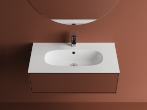 Lavoar incastrat din compozit, 81x46x14.2 cm, alb lucios, Foglia Dover