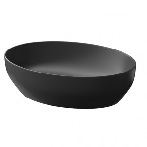 Lavoar pe blat Cersanit Larga, oval, 50x38x13.5 cm, antracit mat