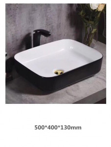 Lavoar pe blat E5025, 50x40x13 cm, negru-alb