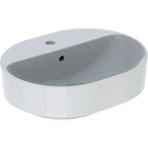 LAVOAR PE BLAT GEBERIT VARIFORM, ELIPTIC, CU BANC CU ORIFICII DE ROBINET B-50CM,T-40CM,PREAPLIN VIZIBIL, ALB