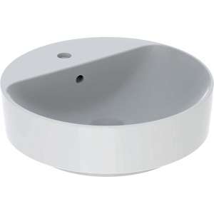 LAVOAR PE BLAT GEBERIT VARIFORM, ROTUND, CU BANC CU ORIFICII DE ROBINET D-45CM, PREAPLIN VIZIBIL, ALB - Img 2