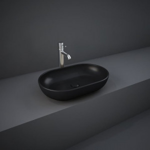 Lavoar pe blat Rak Ceramics Feeling oval, 55x35 cm, negru mat