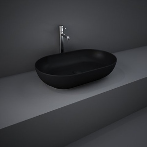 Lavoar pe blat Rak Ceramics Feeling oval, 55x35 cm, negru mat - Img 4