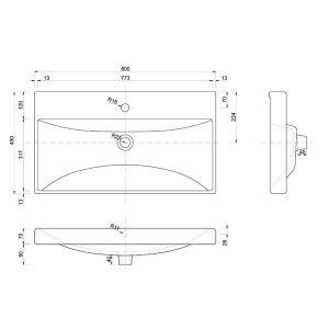 Lavoar Verso pentru mobilier Defra 80x45 cm - Img 2