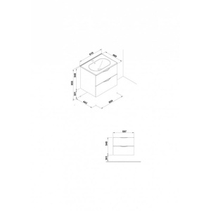 Mobilier Agata 59.7x45.3 gri, 2 sertare + lavoar Klea - Img 5