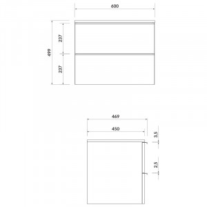 Mobilier suspendat Cersanit Virgo pentru lavoar pe blat, 60 cm, gri, manere crom - Img 2