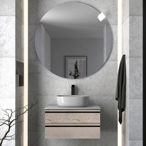 Mobilier suspendat Kolpasan Alexis cu blat alb pentru lavoar, 60 cm, Craft Wood