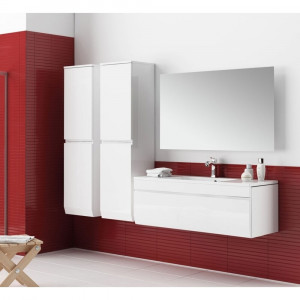 Mobilier suspendat Oristo Horyzont cu lavoar Amelia, 120cm , alb semi-mat - Img 3