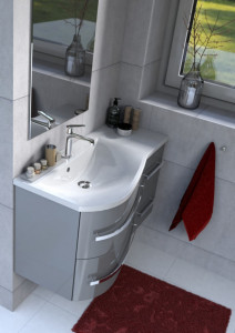 Mobilier suspendat Oristo Opal cu lavoar Opal stanga, 90 cm, gri lucios - Img 3