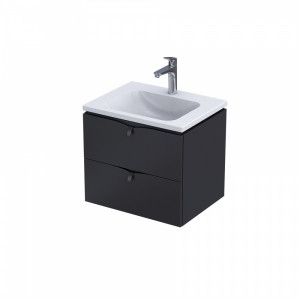 Mobilier suspendat Oristo Siena cu lavoar Amelia 60 cm, negru-mat