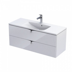 Mobilier suspendat Oristo Siena cu lavoar dublu Amelia 120 cm, alb-lucios