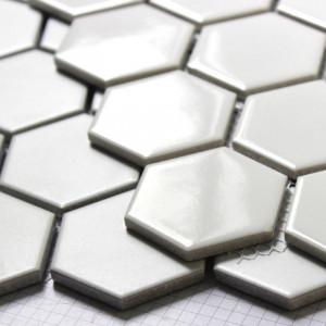 Mozaic ceramic hexagonal 32.5 x 31.5 cm, alb - Img 2