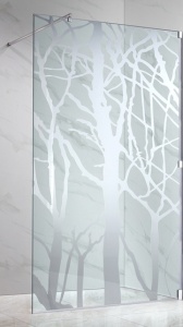 Paravan dus Walk-In Belform, sticla 10 mm laminat, model copac, profil crom