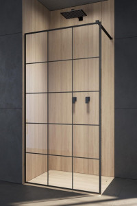 Paravan dus Walk-In Radaway Modo New Black II Factory 100xH200 cm, negru