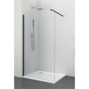 Paravan dus Walk-In Sanotechnik Young 85-87x195 cm, negru mat