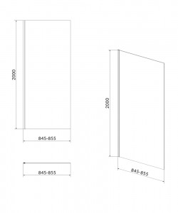 Perete fix cabina de dus Cersanit Crea 90x200 cm, profil crom - Img 3