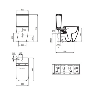 Rezervor pe vas wc I.LIFE A cu alimentare inferioara, gri - Img 3
