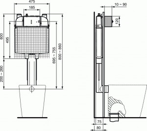 REZERVOR WC INCASTRAT PROSYS 80 MM, 3-6 L, ACTIONARE MECANICA - Img 2