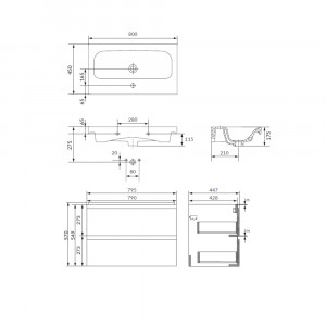 SET B277 Mobilier suspendat Cersanit Moduo cu lavoar 80 cm, alb - Img 2