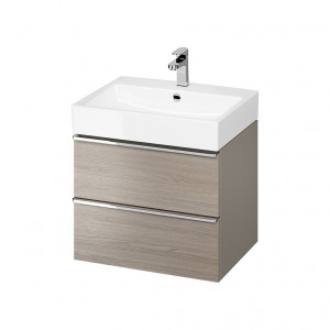 Set B735 Mobilier suspendat Cersanit Virgo cu lavoar ceramic, 60 cm, gri, manere crom